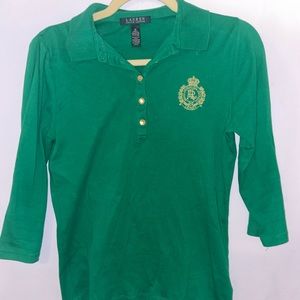 Lauren by Ralph Lauren 3/4 sleeve Green Polo Shirt